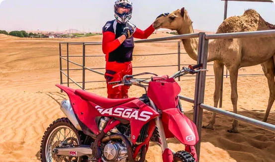 Camel desert dirt biker
