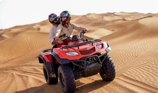 Couple quad biking